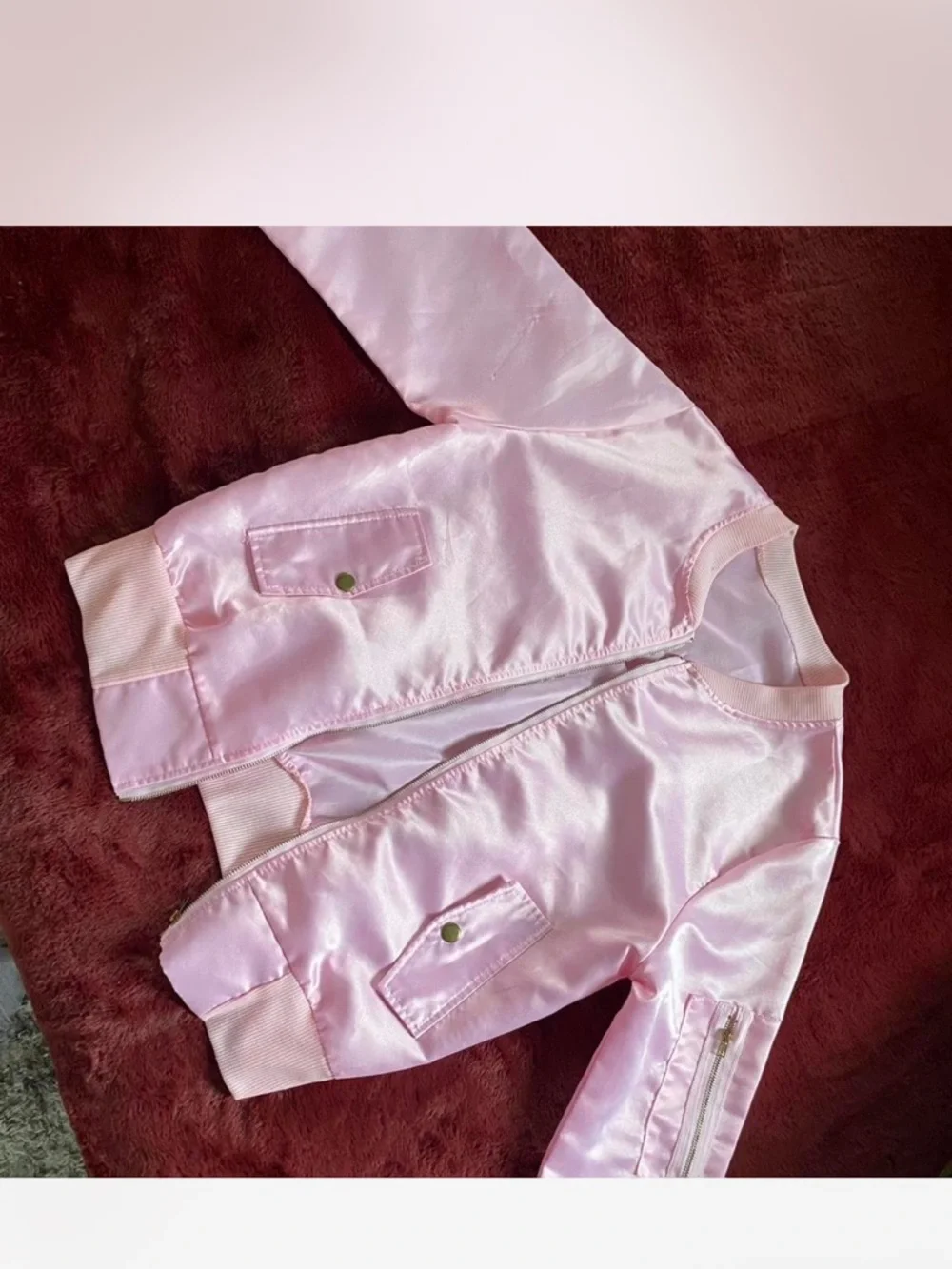 Brandy Melville Pale Pink Satin Bomber Jacket - Picture 1 of 3